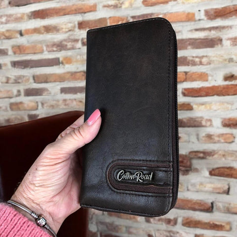 Cotton Road Wallet: Large Dark BROWN PU Leather Wallet