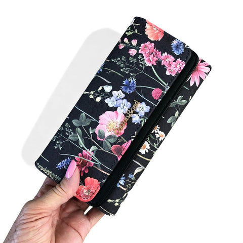 Cotton Road Wallet: Large FLORAL BLACK PU Leather Wallet