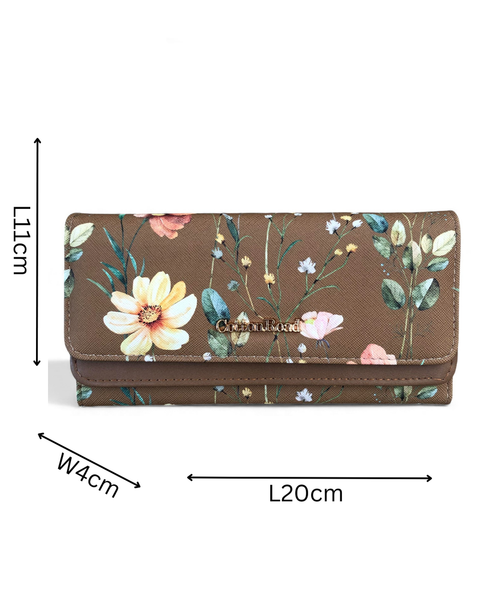 Cotton Road Wallet: Large FLORAL BROWN PU Leather Wallet