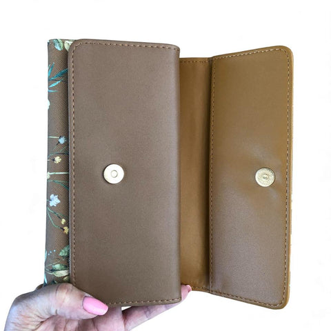 Cotton Road Wallet: Large FLORAL BROWN PU Leather Wallet