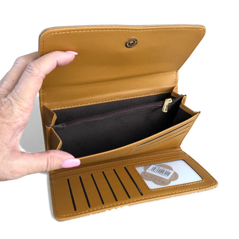 Cotton Road Wallet: Large FLORAL BROWN PU Leather Wallet