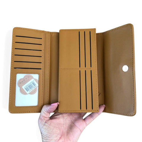 Cotton Road Wallet: Large FLORAL BROWN PU Leather Wallet