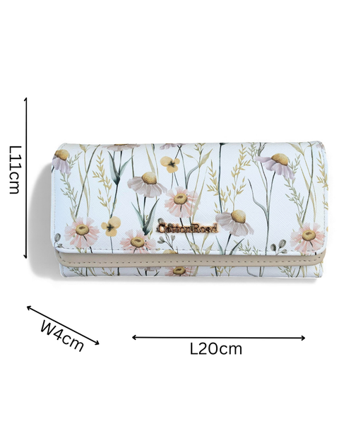Cotton Road Wallet: Large FLORAL IVORY PU Leather Wallet