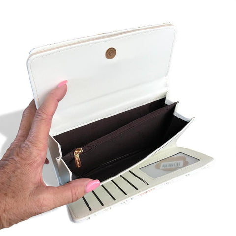 Cotton Road Wallet: Large FLORAL IVORY PU Leather Wallet