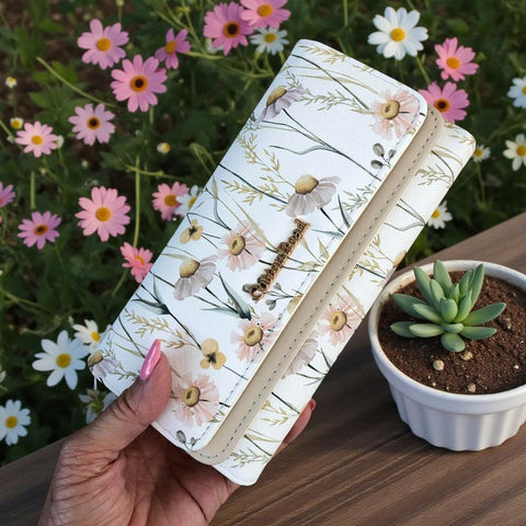 Cotton Road Wallet: Large FLORAL IVORY PU Leather Wallet