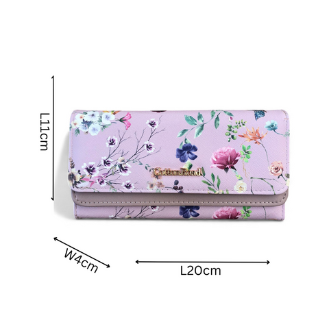 Cotton Road Wallet: Large FLORAL PINK PU Leather for stylish women
