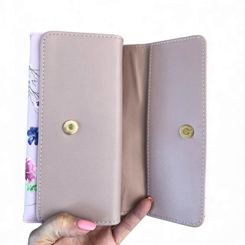 Cotton Road Wallet: Large FLORAL PINK PU Leather for stylish women