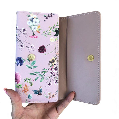 Cotton Road Wallet: Large FLORAL PINK PU Leather for stylish women