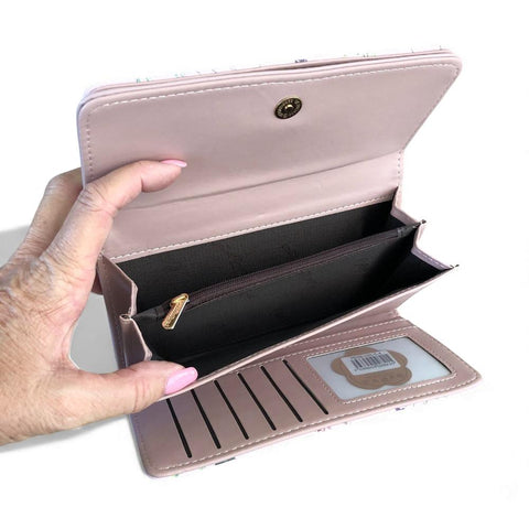 Cotton Road Wallet: Large FLORAL PINK PU Leather for stylish women