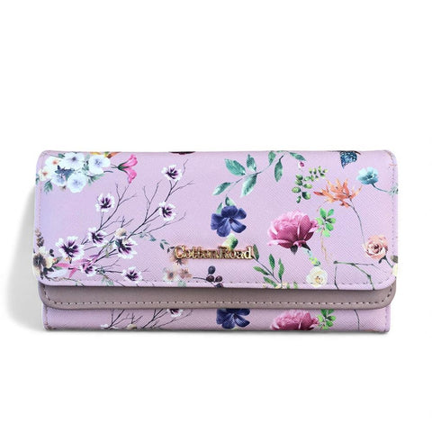 Cotton Road Wallet: Large FLORAL PINK PU Leather for stylish women