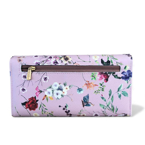 Cotton Road Wallet: Large FLORAL PINK PU Leather for stylish women