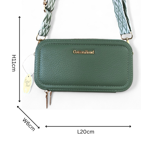 Cotton Road Wallet: Large GREEN PU Leather Cellphone Sling Wallet