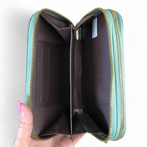 Cotton Road Wallet: Large GREEN PU Leather Cellphone Sling Wallet