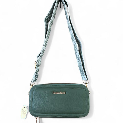 Cotton Road Wallet: Large GREEN PU Leather Cellphone Sling Wallet