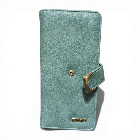 Cotton Road Wallet: Large GREEN PU Leather with Clip