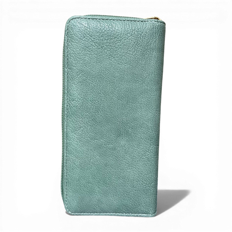 Cotton Road Wallet: Large GREEN PU Leather with Clip
