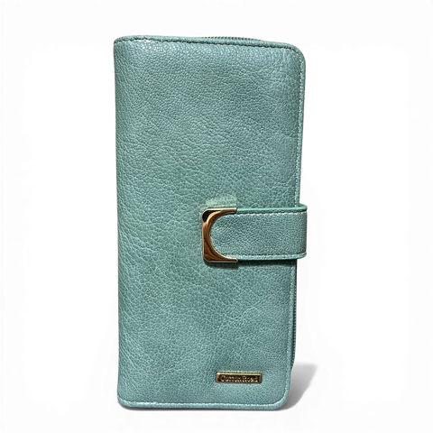 Cotton Road Wallet: Large GREEN PU Leather with Clip