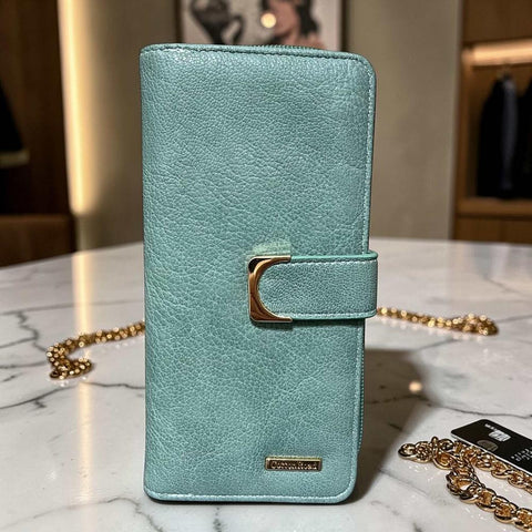 Cotton Road Wallet: Large GREEN PU Leather with Clip