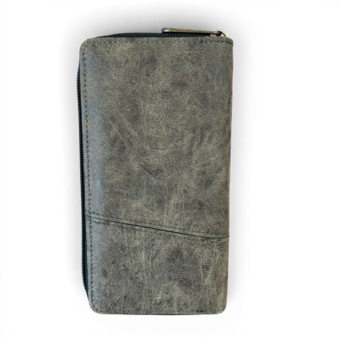 Cotton Road Wallet: Large GREEN PU Leather with PROTEA Design