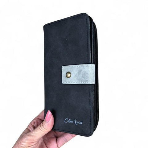 Cotton Road Wallet: Large GREY PU Leather Wallet