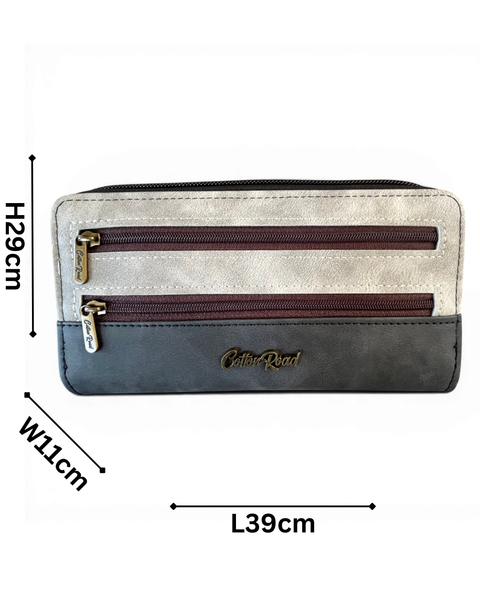 Cotton Road Wallet: Large GREY PU Leather Wallet