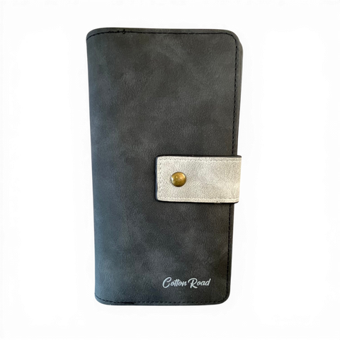 Cotton Road Wallet: Large GREY PU Leather Wallet