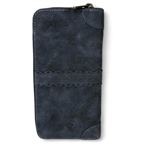 Cotton Road Wallet: Large GREY PU Leather Wallet with TRIM