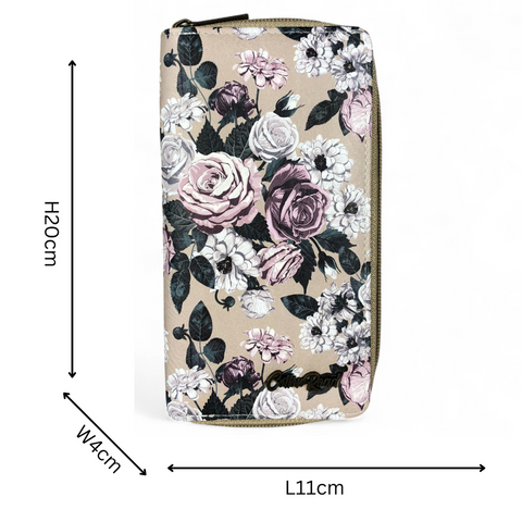 Cotton Road Wallet: Large KHAKI FLORAL PU Leather Wallet