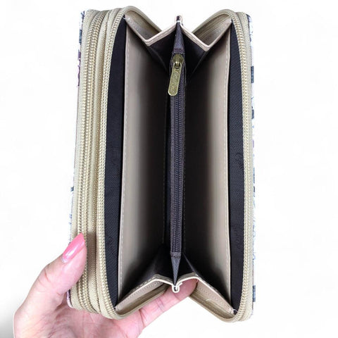 Cotton Road Wallet: Large KHAKI FLORAL PU Leather Wallet