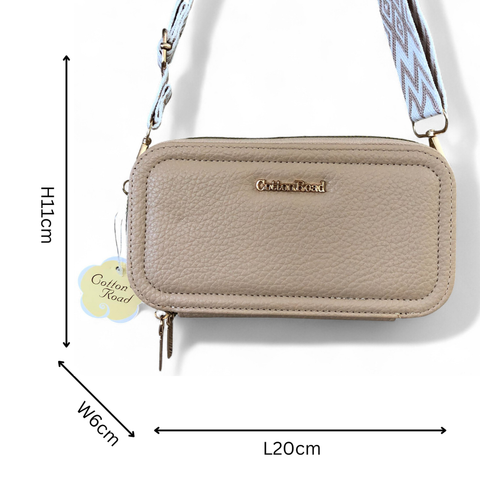 Cotton Road Wallet: Large KHAKI PU Leather Cellphone Sling Wallet