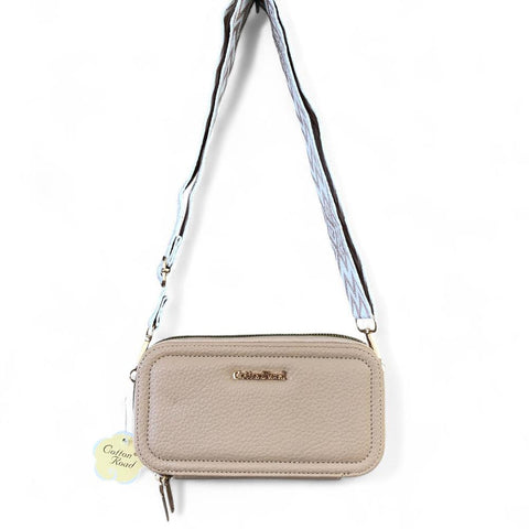 Cotton Road Wallet: Large KHAKI PU Leather Cellphone Sling Wallet