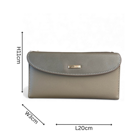 Cotton Road Wallet: Large KHAKI PU Leather Wallet with CLIP