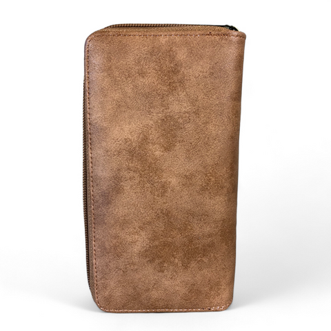 Cotton Road Wallet: Large KHAKI PU Leather Wallet with WINDMILL