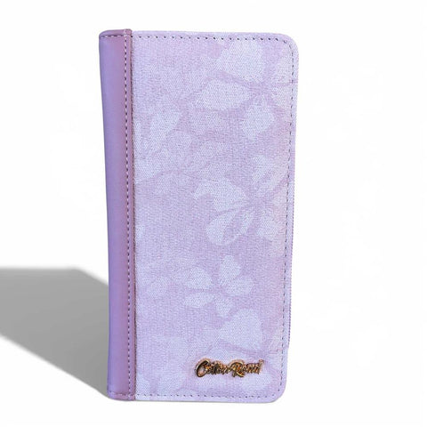 Cotton Road Wallet: Large LILAC PU Leather with FLORAL detailing