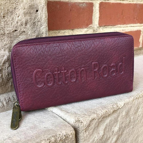 Cotton Road Wallet: Large MAROON BRANDED PU Leather