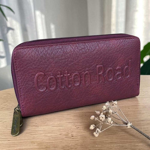 Cotton Road Wallet: Large MAROON BRANDED PU Leather