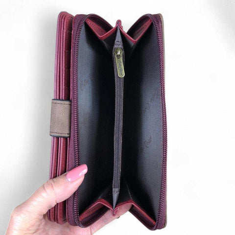 Cotton Road Wallet: Large MAROON / BROWN PU Leather Wallet