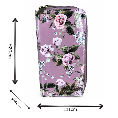 Cotton Road Wallet: Large MAUVE FLORAL PVC Wallet