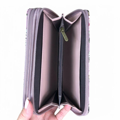Cotton Road Wallet: Large MAUVE FLORAL PVC Wallet