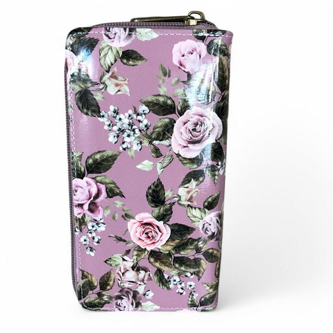 Cotton Road Wallet: Large MAUVE FLORAL PVC Wallet