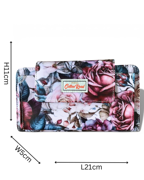 Cotton Road Wallet: Large PINK FLORAL PVC Cellphone Sling Wallet