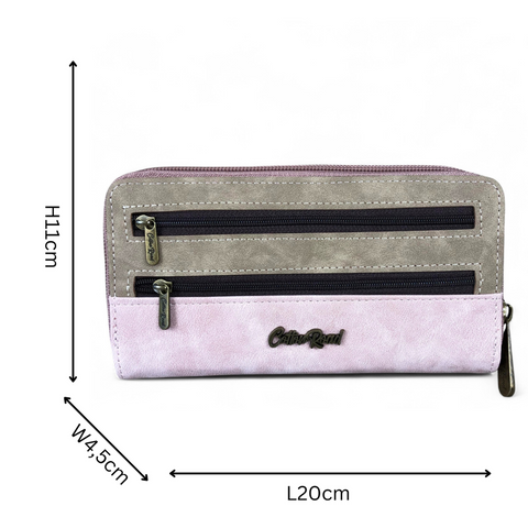 Cotton Road Wallet: Large PINK & KHAKI PU Leather Wallet