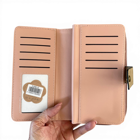 Cotton Road Wallet: Large PINK & KHAKI PU Leather Wallet