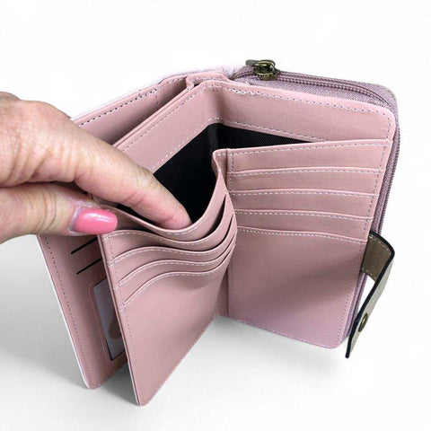 Cotton Road Wallet: Large PINK & KHAKI PU Leather Wallet