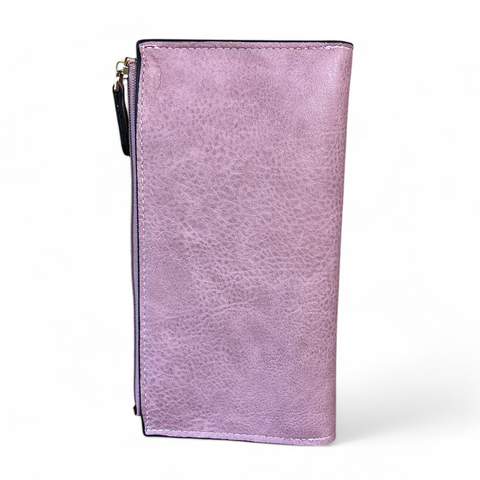 Cotton Road Wallet: Large PINK PU Leather Wallet with CLIP
