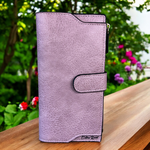 Cotton Road Wallet: Large PINK PU Leather Wallet with CLIP
