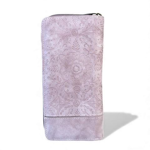 Cotton Road Wallet: Large PINK PU Leather Wallet with EMBOSSED Print