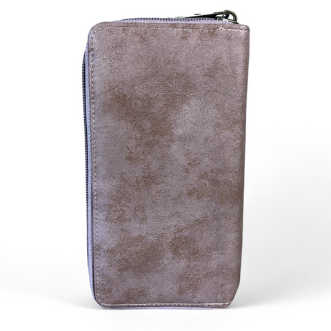 Cotton Road Wallet: Large PINK PU Leather Wallet with WINDMILL