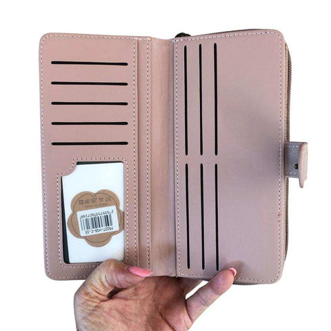 Cotton Road Wallet: Large PINK PU Leather with EMBOSSED Print