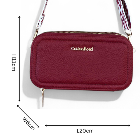 Cotton Road Wallet: Large RED PU Leather Cellphone Sling Wallet